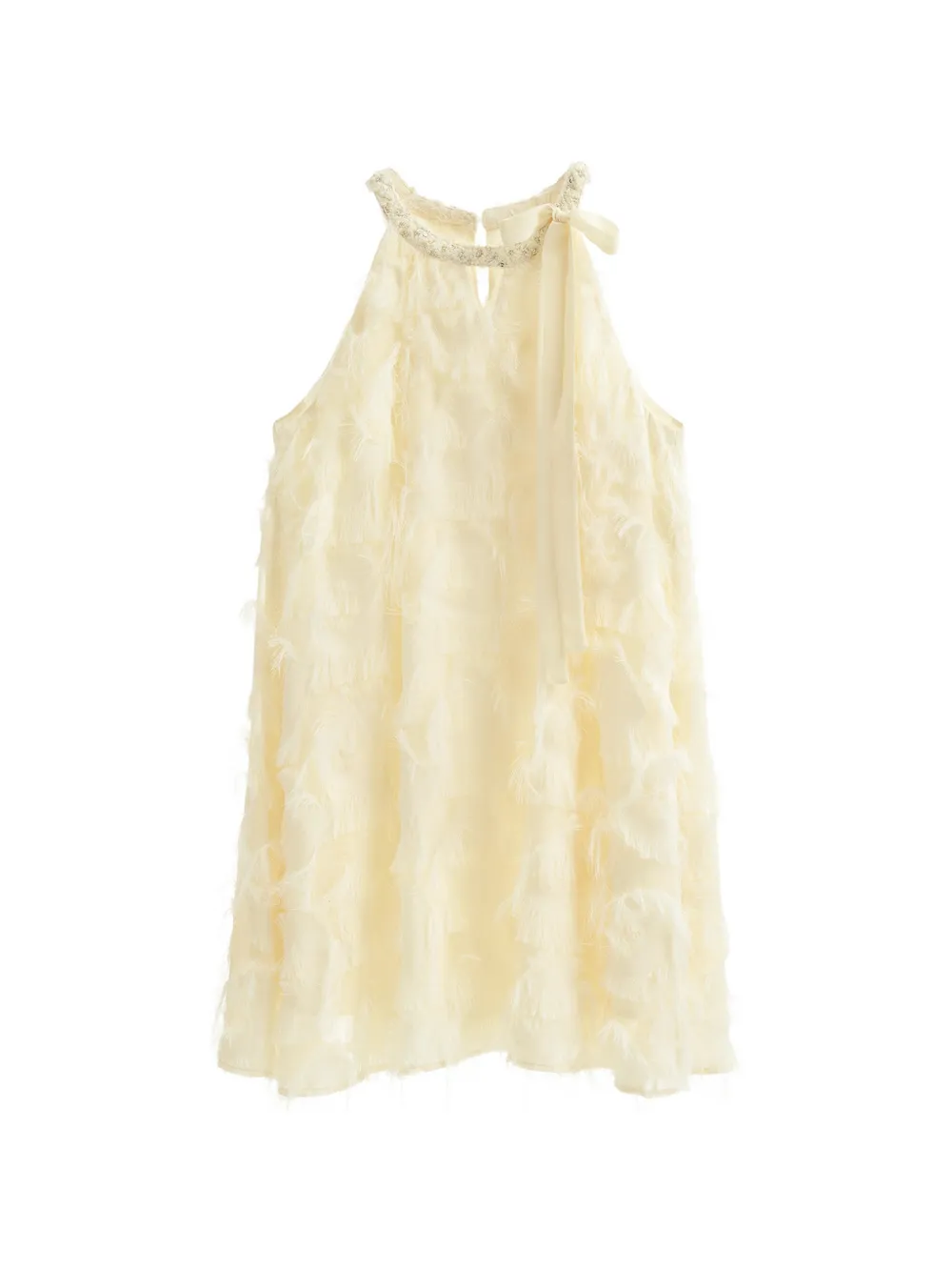 B+ab Fringe-trimmed Sequin-embellished Mini Dress In Neutral