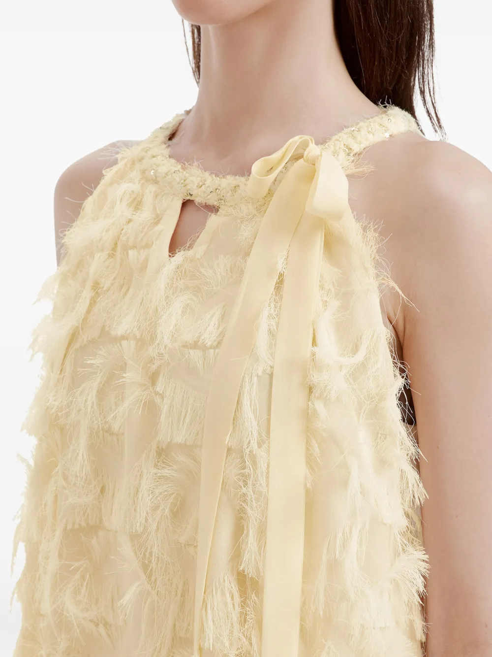 b+ab Mini-jurk verfraaid met pailletten en franje Beige