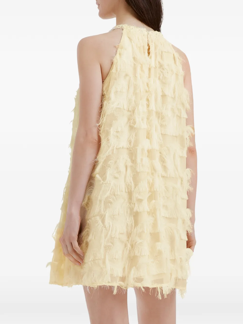b+ab Mini-jurk verfraaid met pailletten en franje Beige