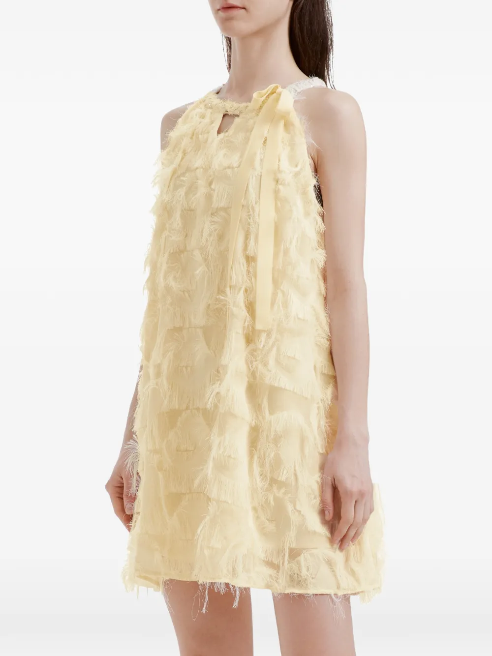 b+ab Mini-jurk verfraaid met pailletten en franje Beige
