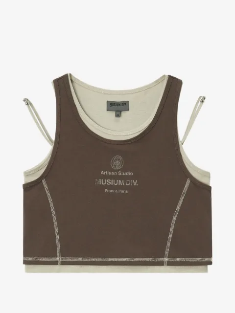 Musium Div. layered contrast-stitch top