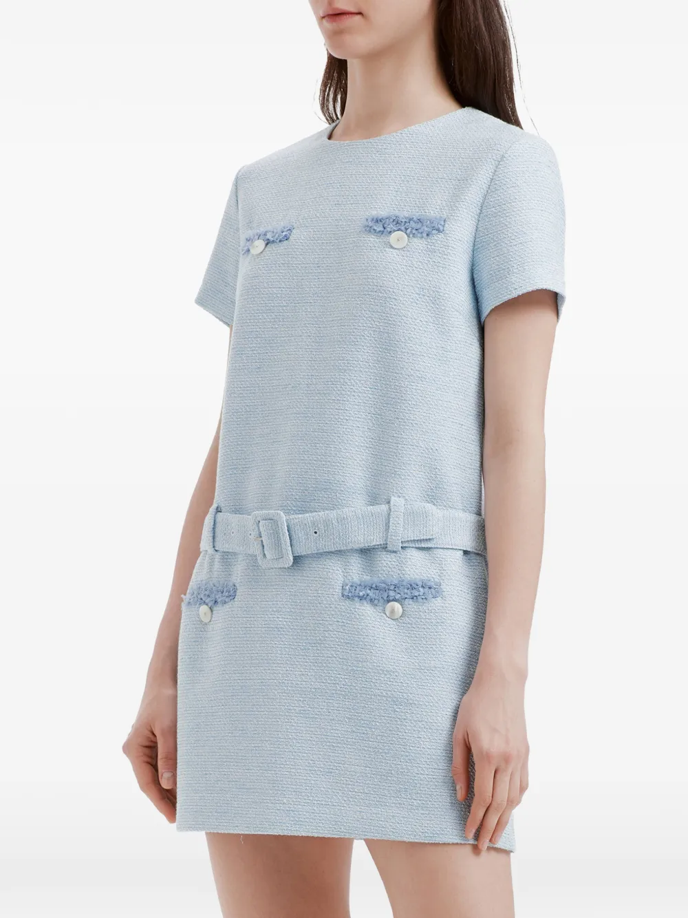 b+ab Mini-jurk met gerafeld detail Blauw