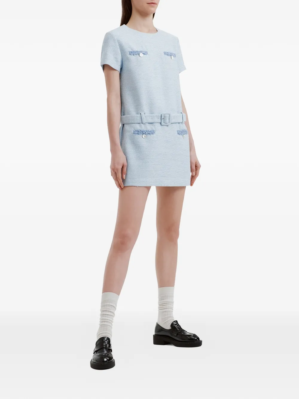 b+ab Mini-jurk met gerafeld detail Blauw