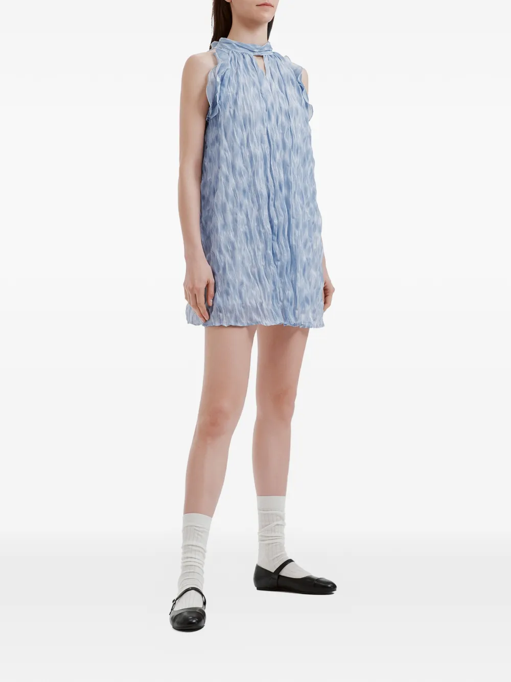 b+ab Gekreukte mini-jurk Blauw