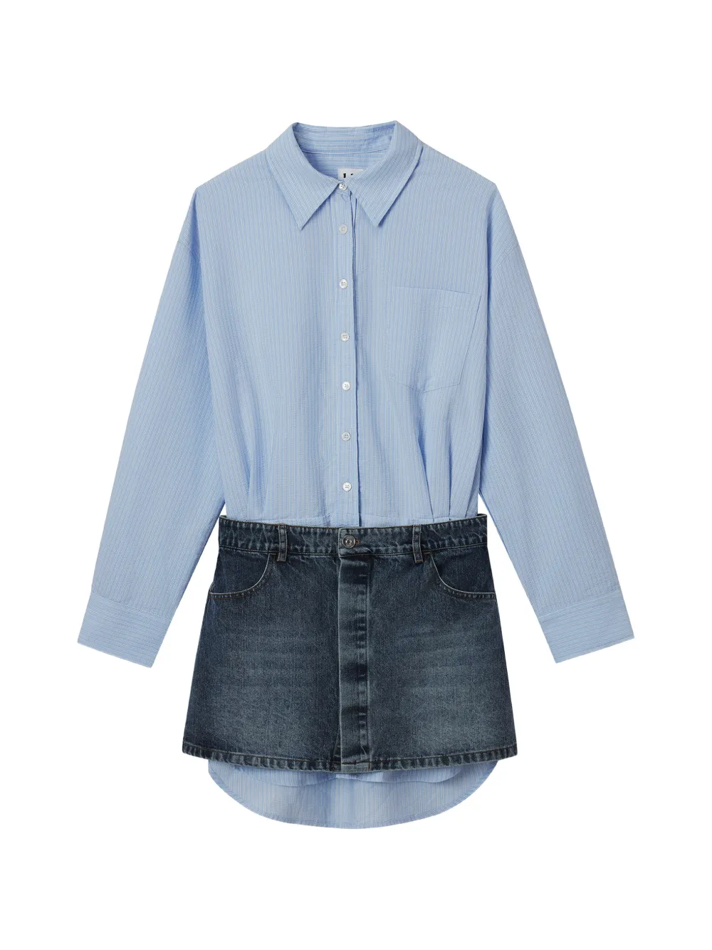 b+ab denim-panel mini dress - Blu