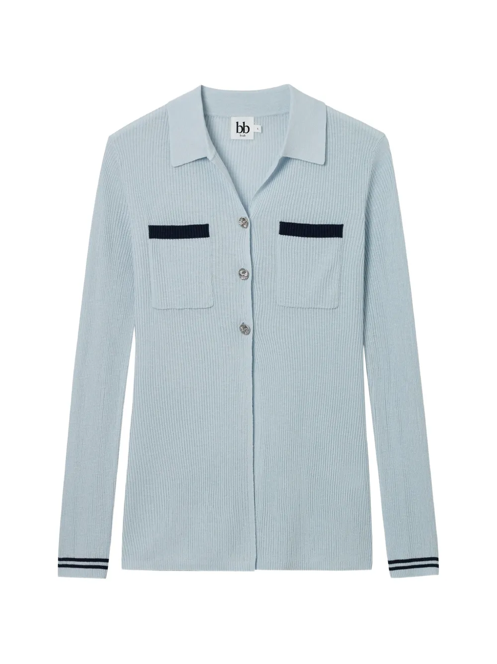b+ab ribbed-knit button-up cardigan - Blu