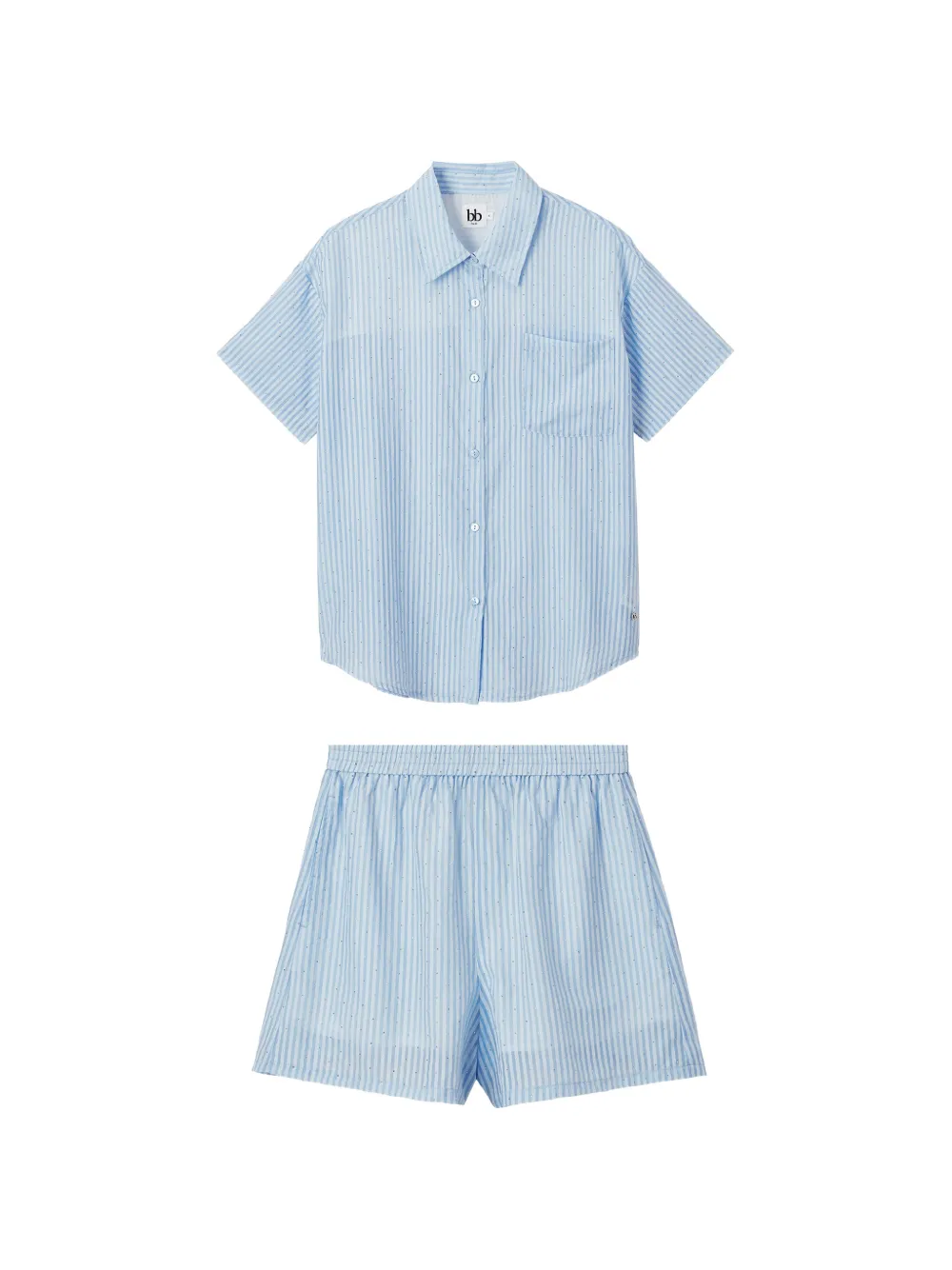 b+ab striped shirt ad shorts set - Blu