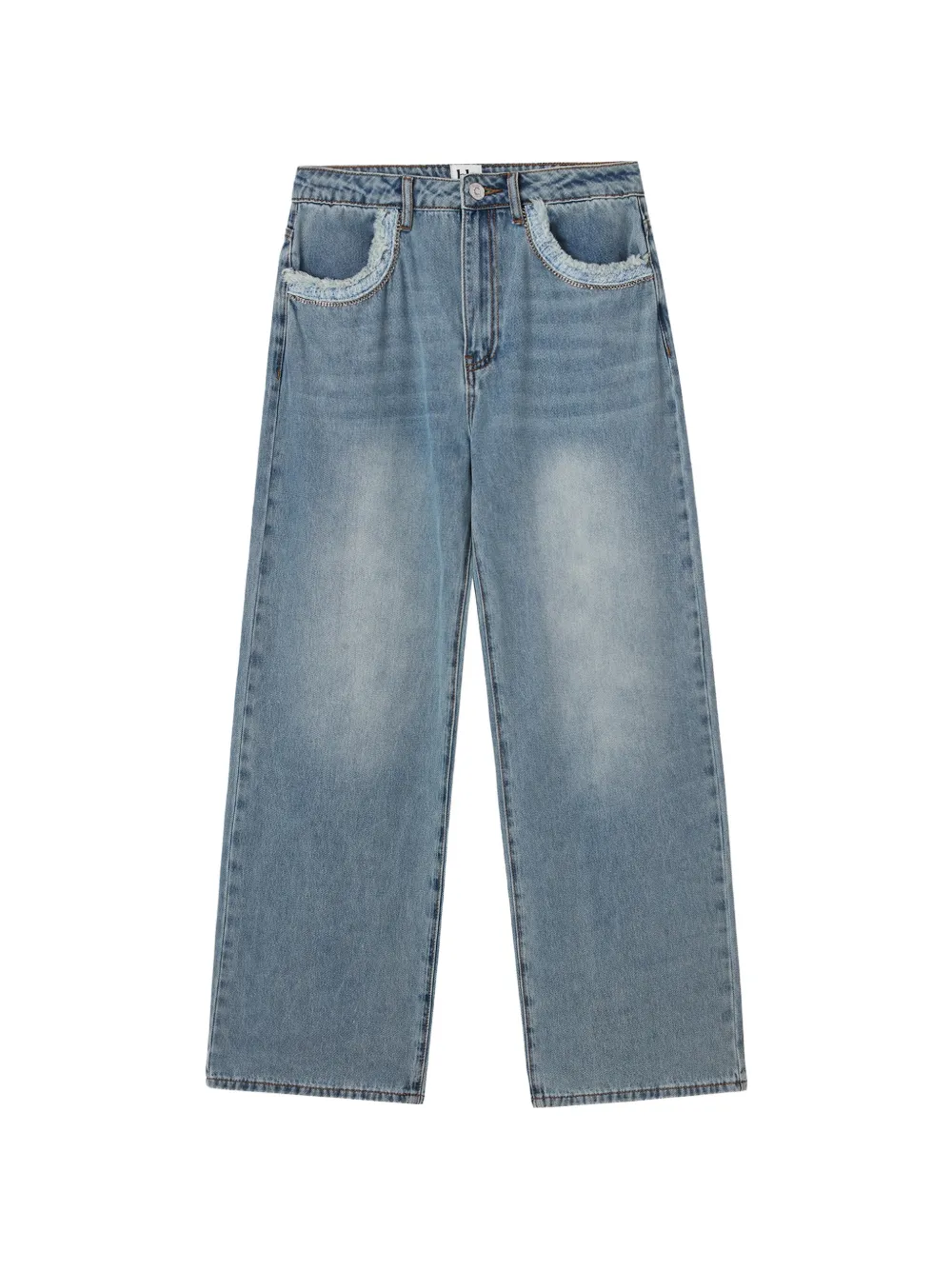 b+ab lace-trim straight jeans - Blu