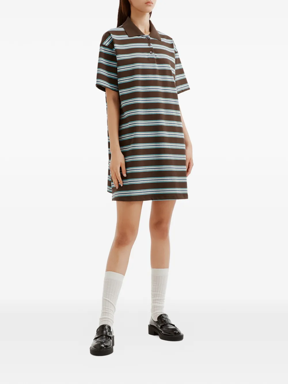 tout a coup Mini-polojurk met horizontale strepen Bruin