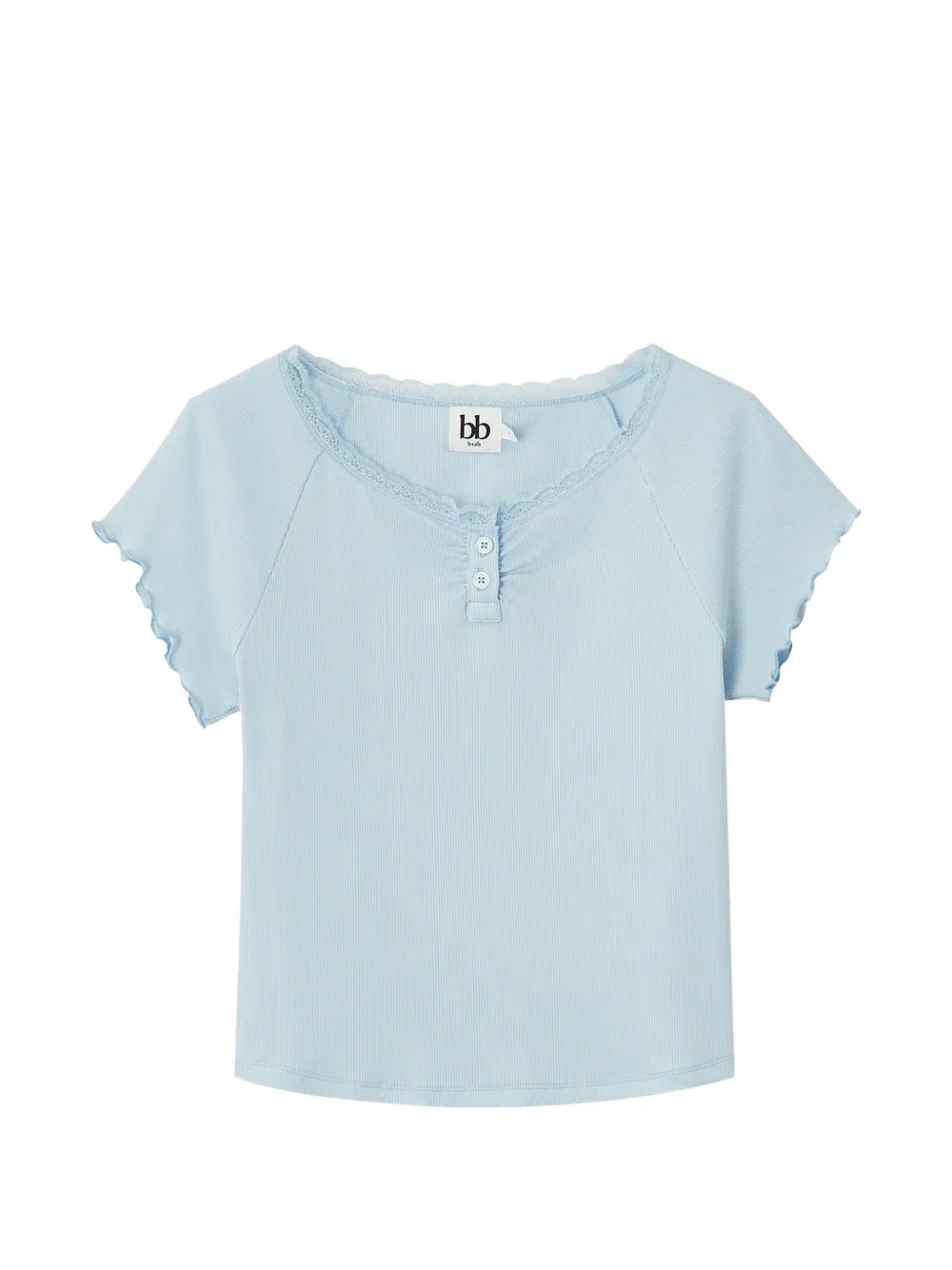 b+ab lace-trim ribbed T-shirt - Blu