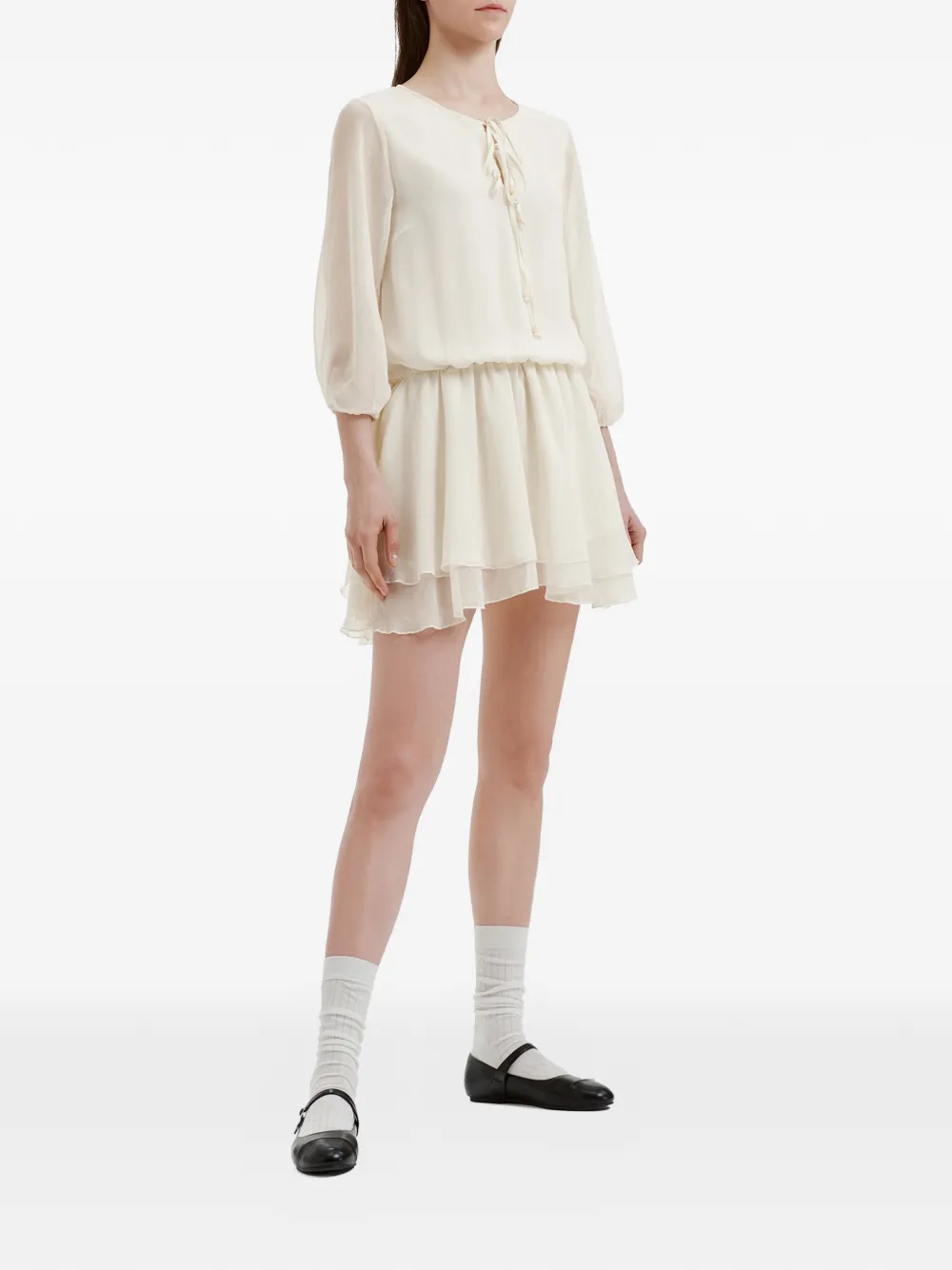 b+ab Mini-jurk met striksluiting Beige