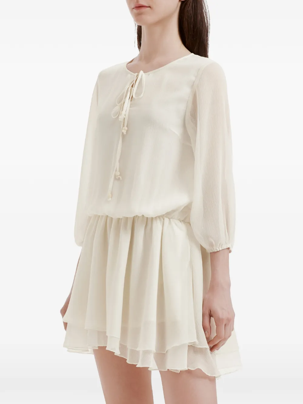 b+ab Mini-jurk met striksluiting Beige