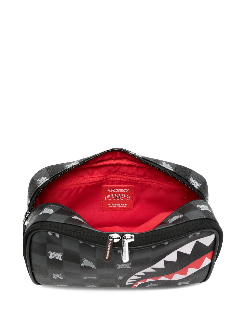 Sprayground Geruite toilettas met haaienprint Zwart