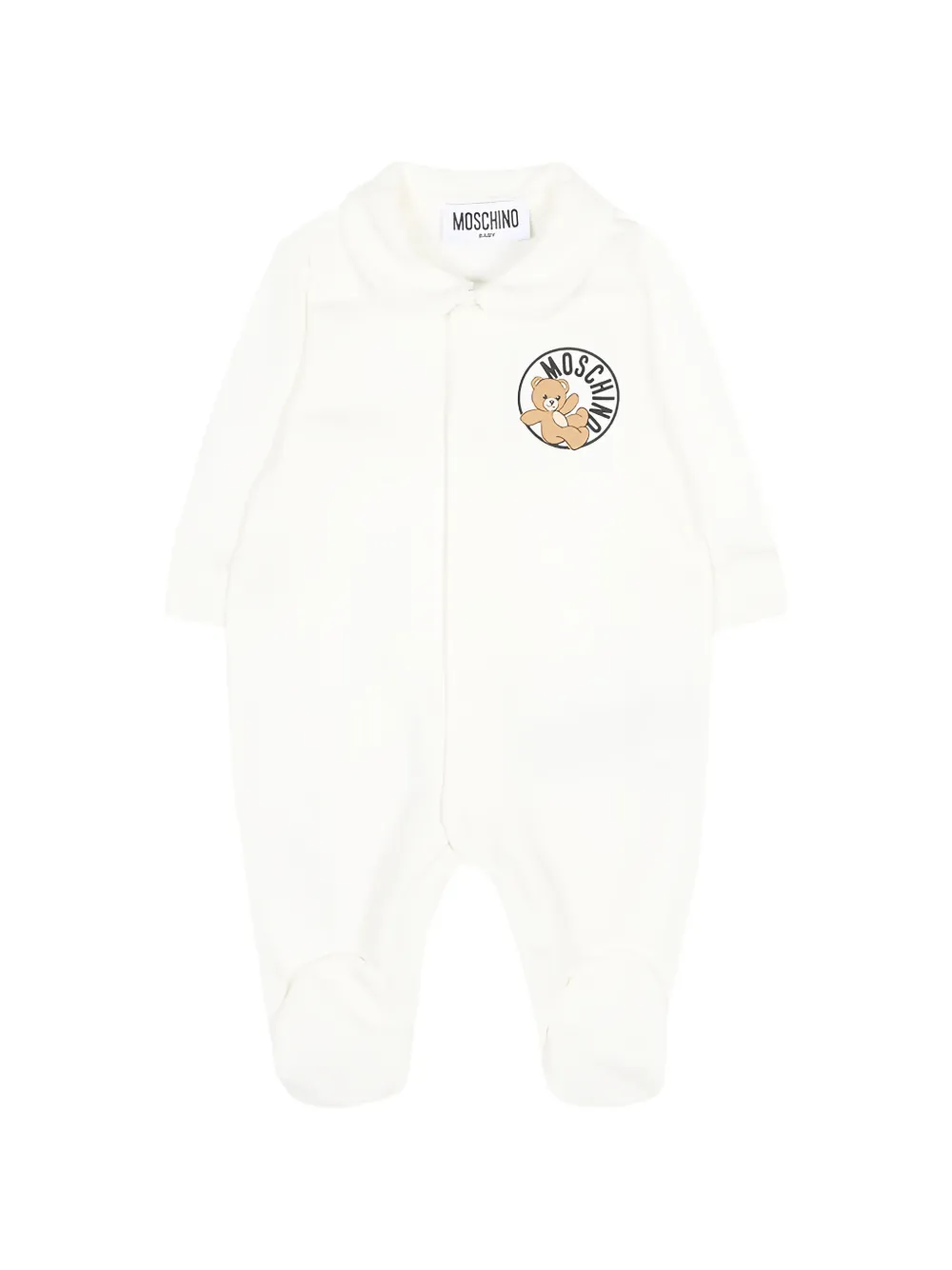 Moschino Kids Teddy Bear Peter Pan-collar babygrow - Bianco