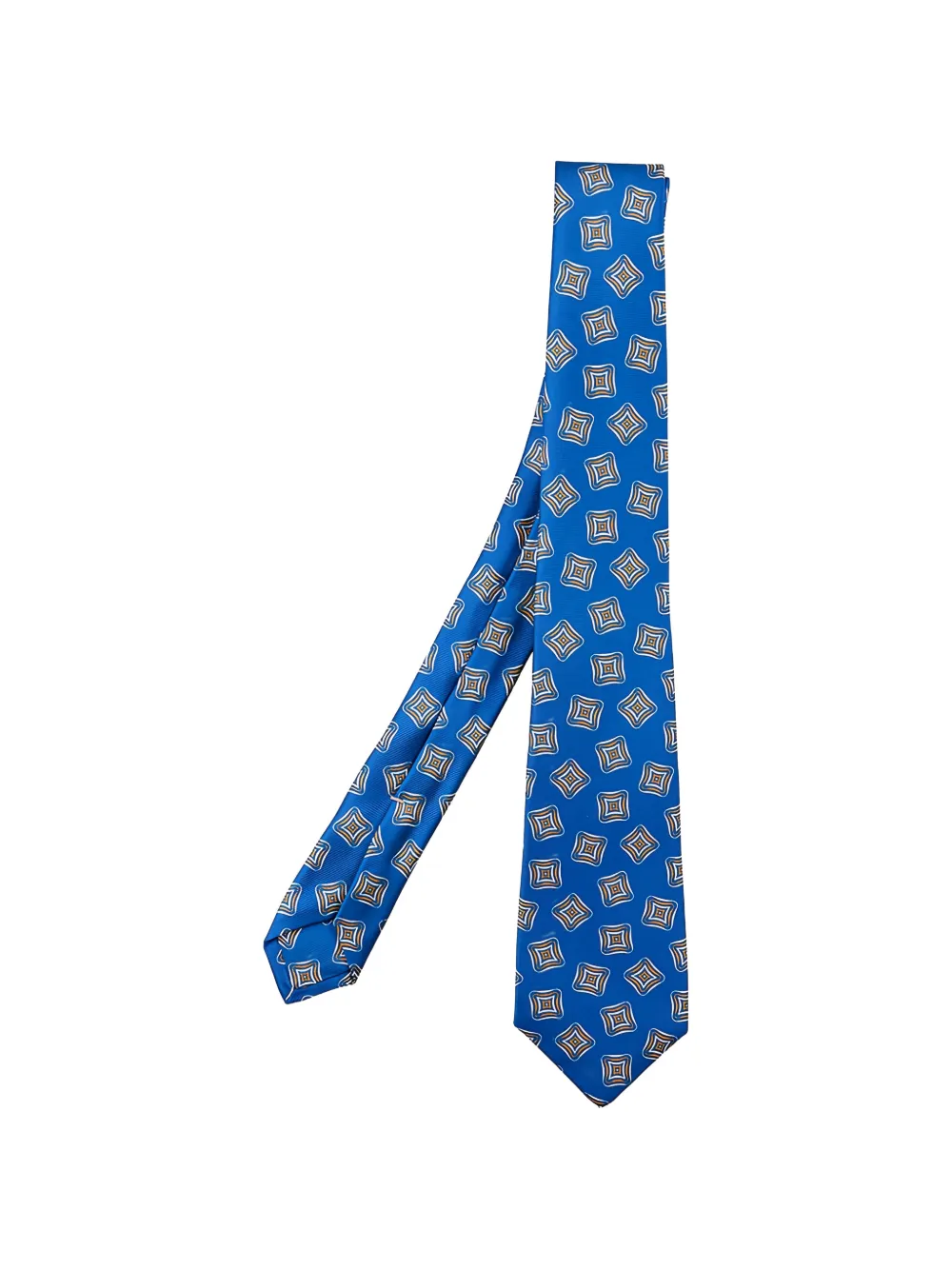 Kiton geometric-print silk tie - Blu