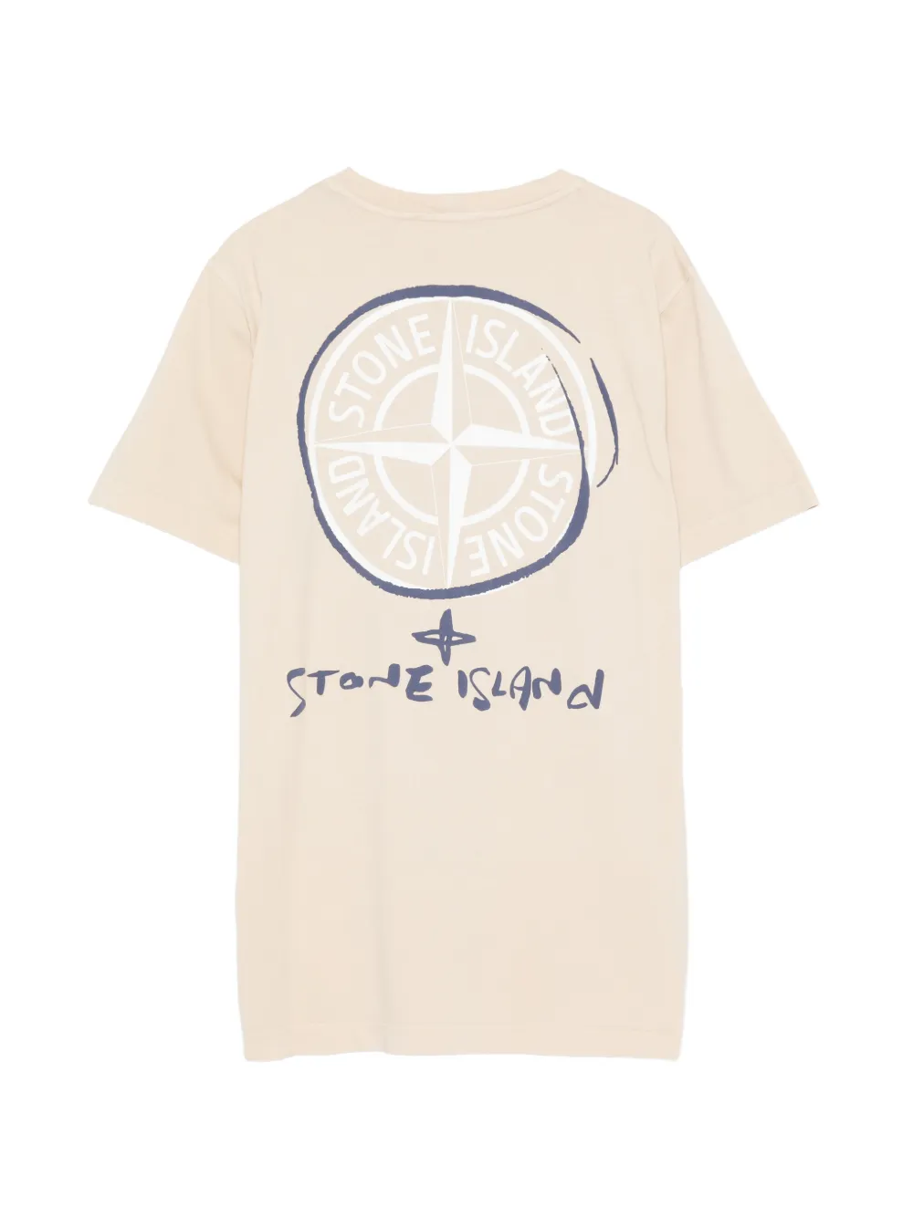 Stone Island Junior Compass T-shirt met logo-print Beige