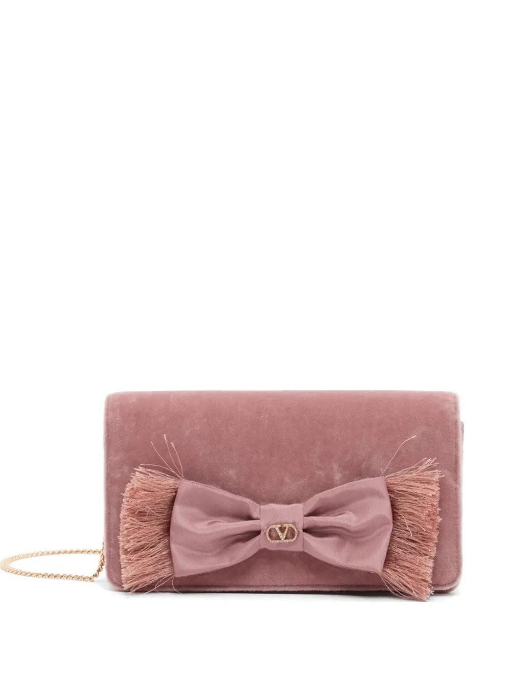 Valentino Garavani VLogo Signature bow-detail clutch bag - Rosa