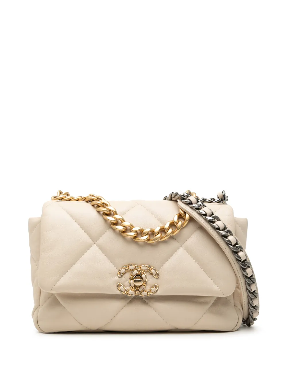 CHANEL Pre-Owned 2020 Medium Lambskin 19 Flap satchel - Marrone