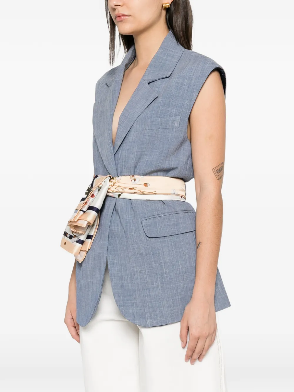 LIU JO Mouwloos gilet met sjaalriem Blauw