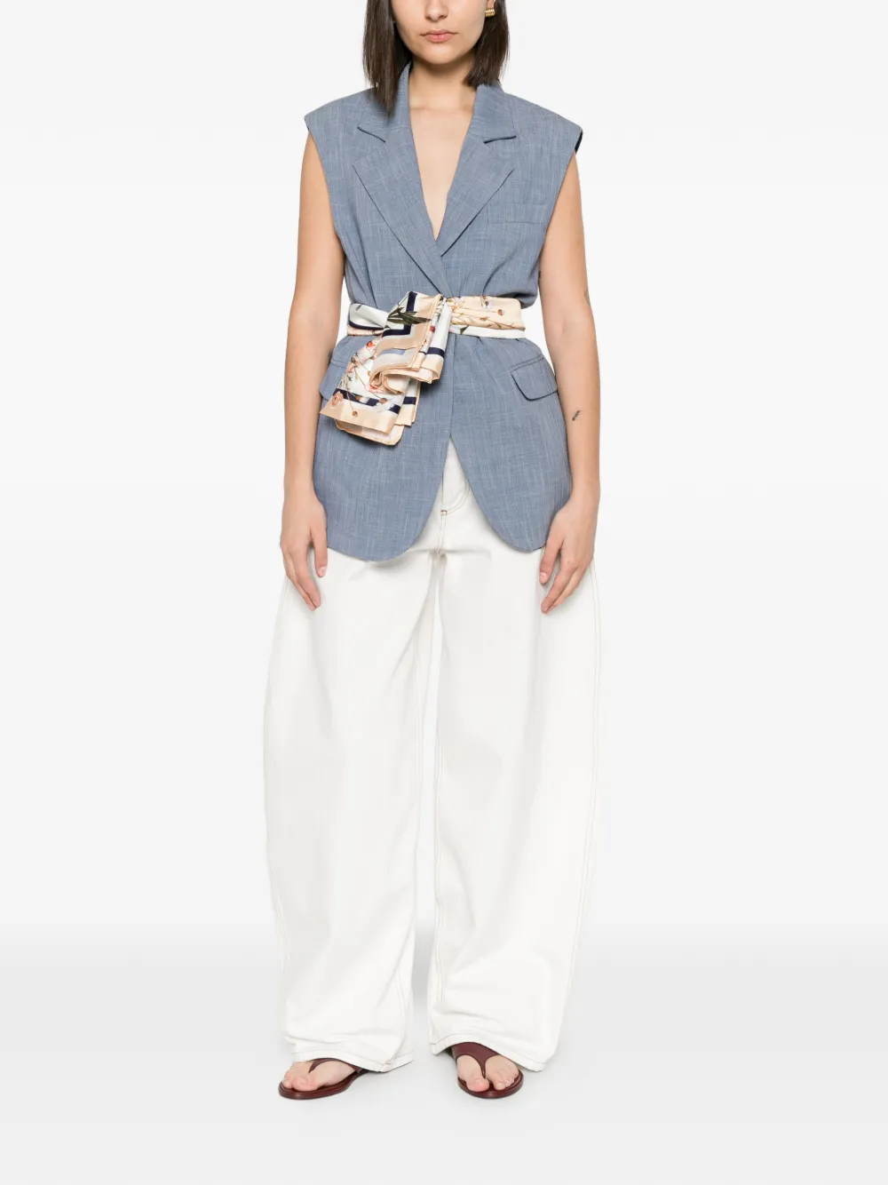 LIU JO Mouwloos gilet met sjaalriem Blauw
