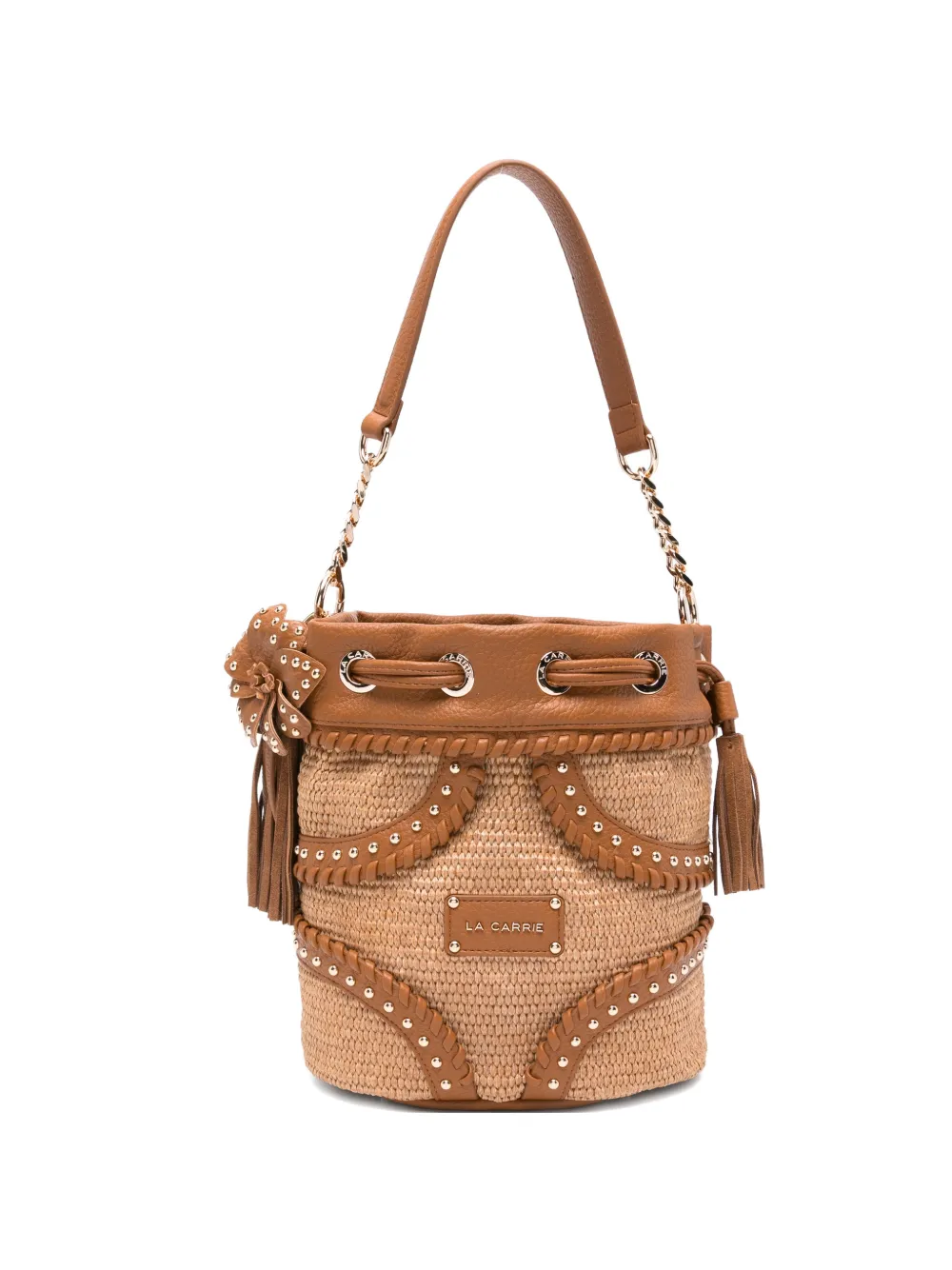 La Carrie La Plage stud-embellished bucket bag - Toni neutri