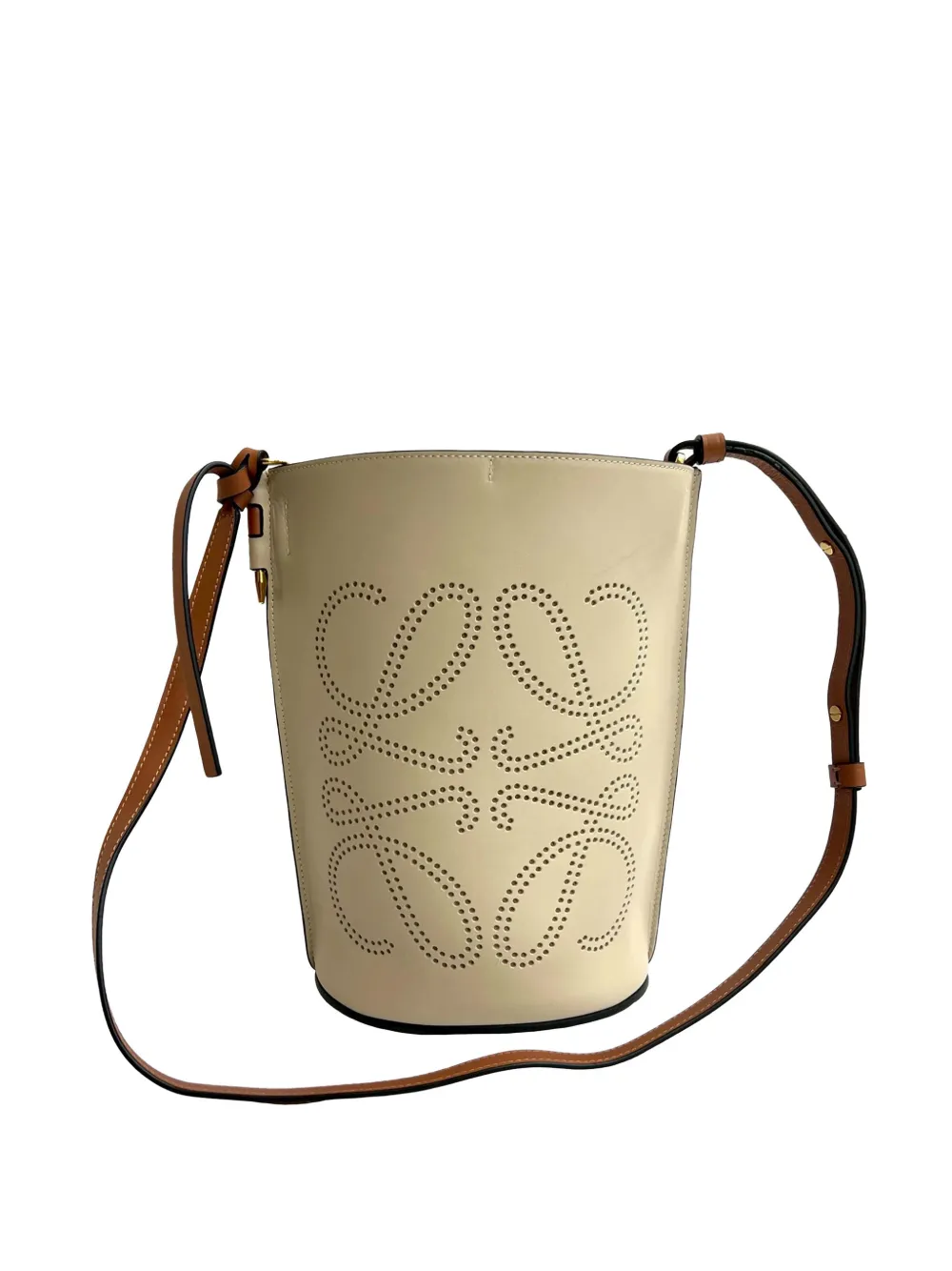 Loewe Pre-Owned 2010-2026 Perforated Leather Anagram Gate bucket bag - Toni neutri