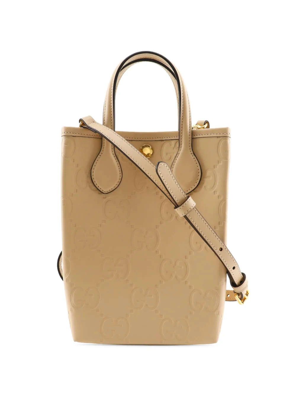 Gucci Pre-Owned 2016-2025 Super Mini GG Debossed Leather satchel - Toni neutri