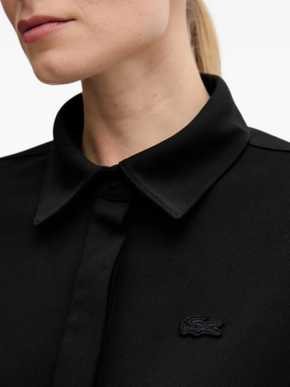 Lacoste Overhemd met logopatch Zwart