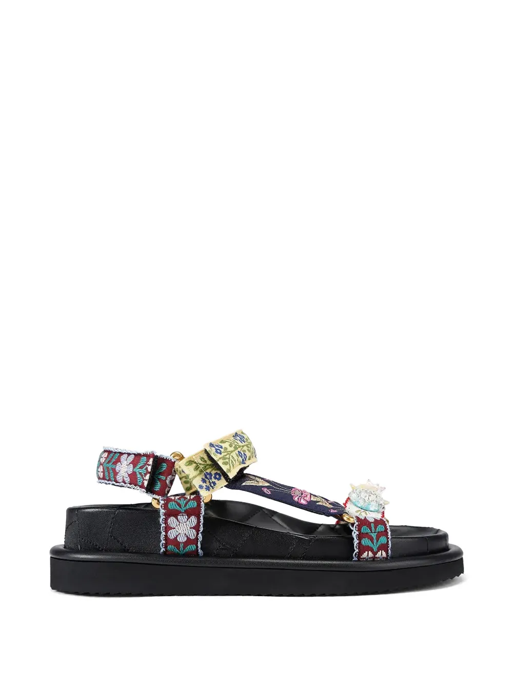 Kurt Geiger London floral-embroidered crystal-embellished sandals Blauw