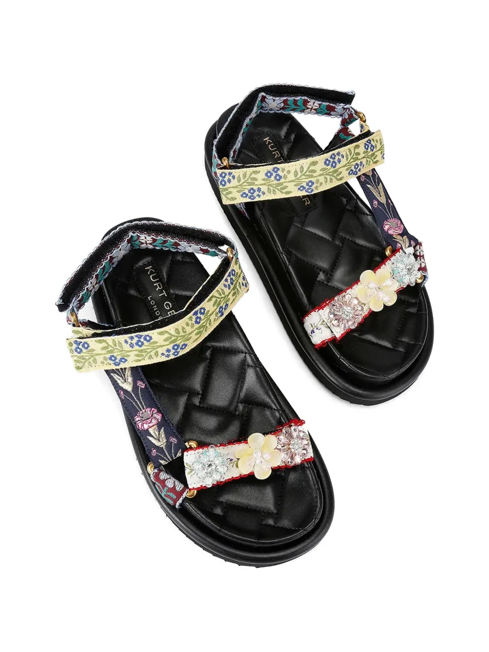 Kurt Geiger London floral-embroidered crystal-embellished sandals Blauw