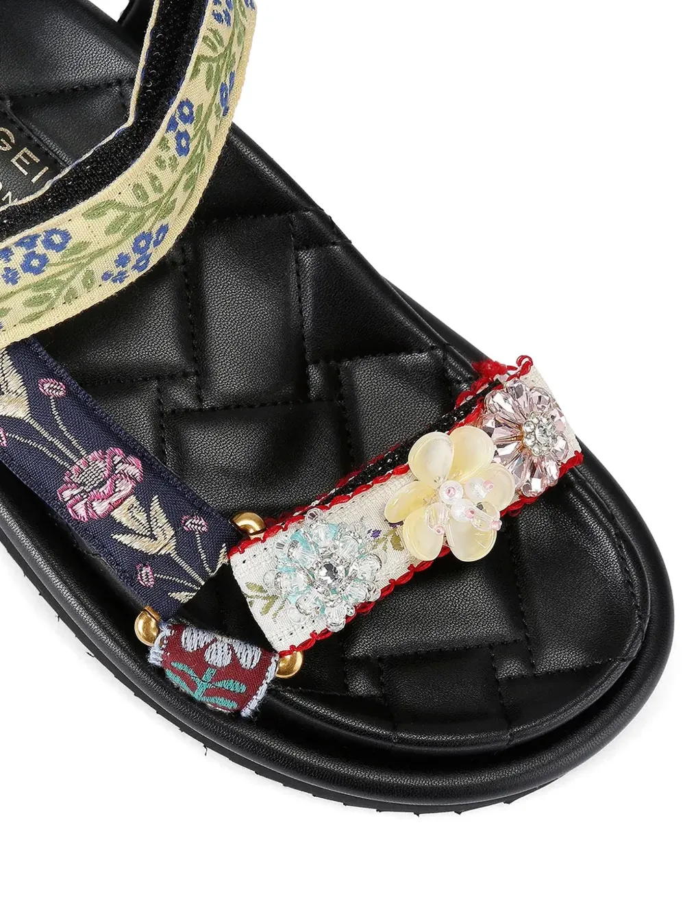 Kurt Geiger London floral-embroidered crystal-embellished sandals Blauw