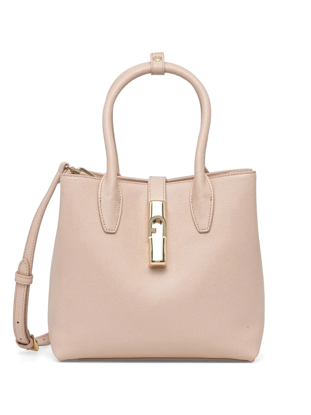 Furla Goccia grained leather tote bag - Toni neutri