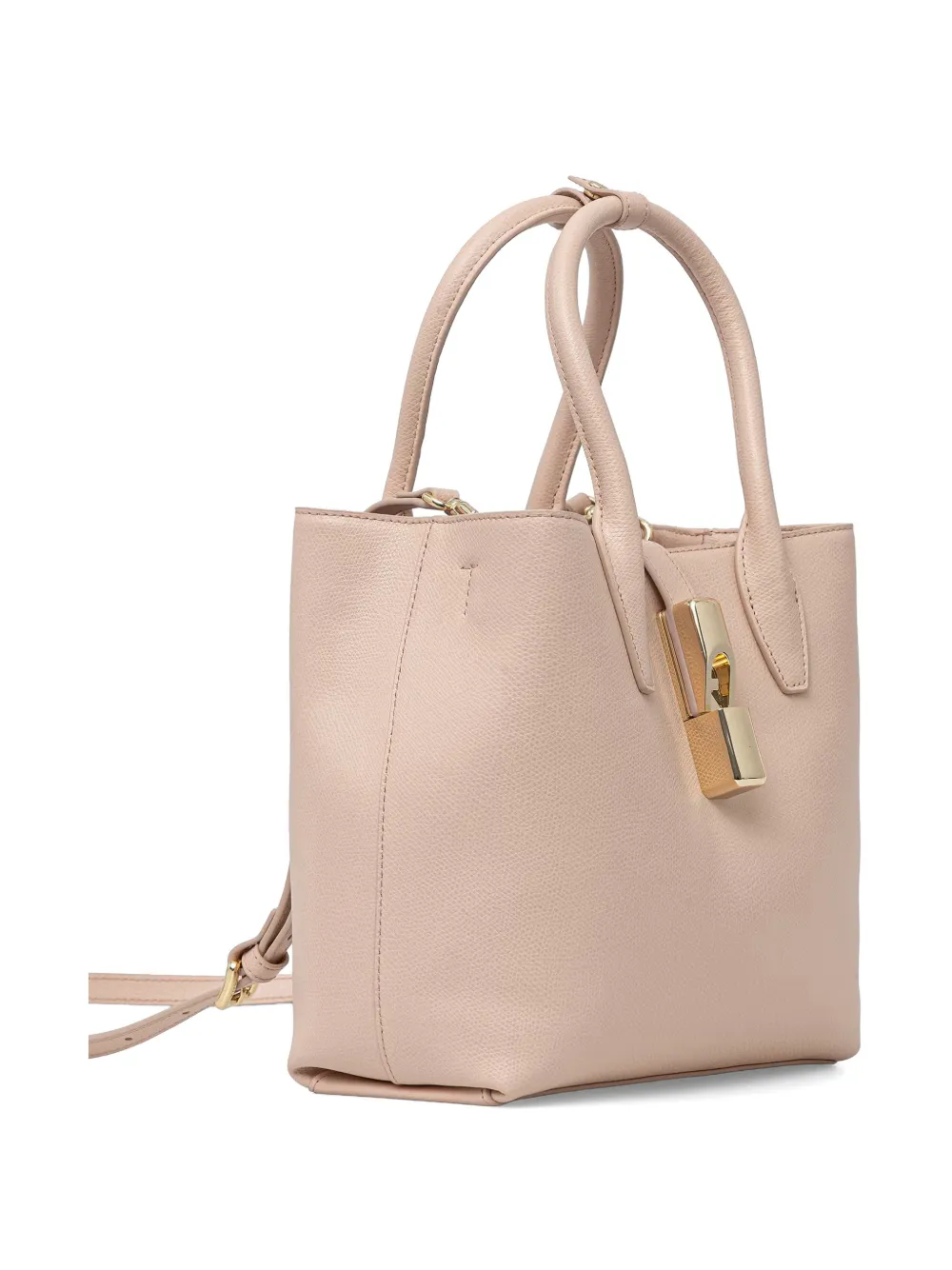 Furla Shopper van bewerkt leer met logo-plakkaat Beige