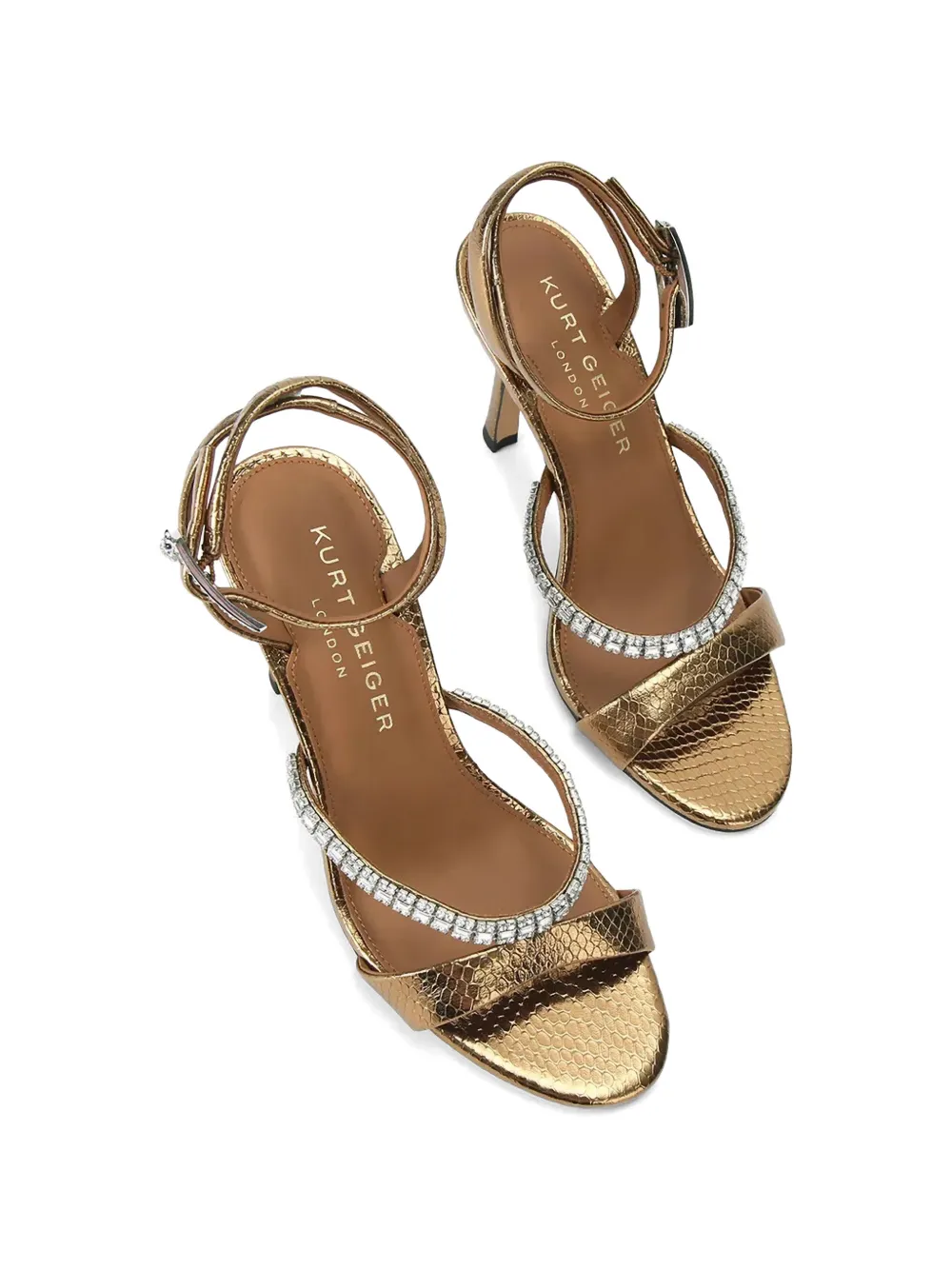 Kurt Geiger London crystal-embellished snakeskin-effect sandals Goud