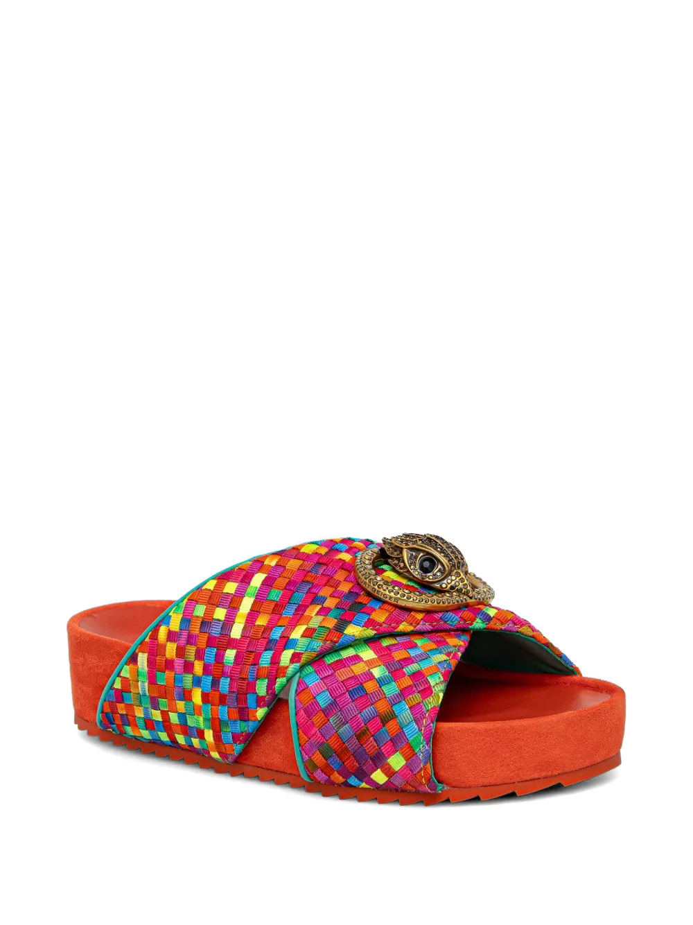 Kurt Geiger London Chelsea Eagle-head woven sandals Oranje