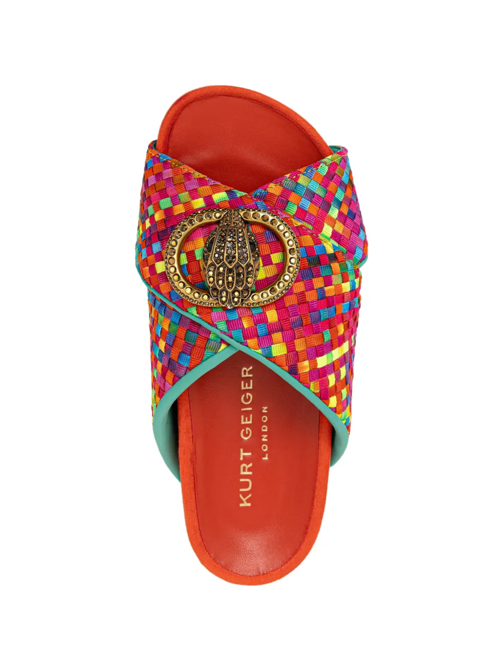 Kurt Geiger London Chelsea Eagle-head woven sandals Oranje