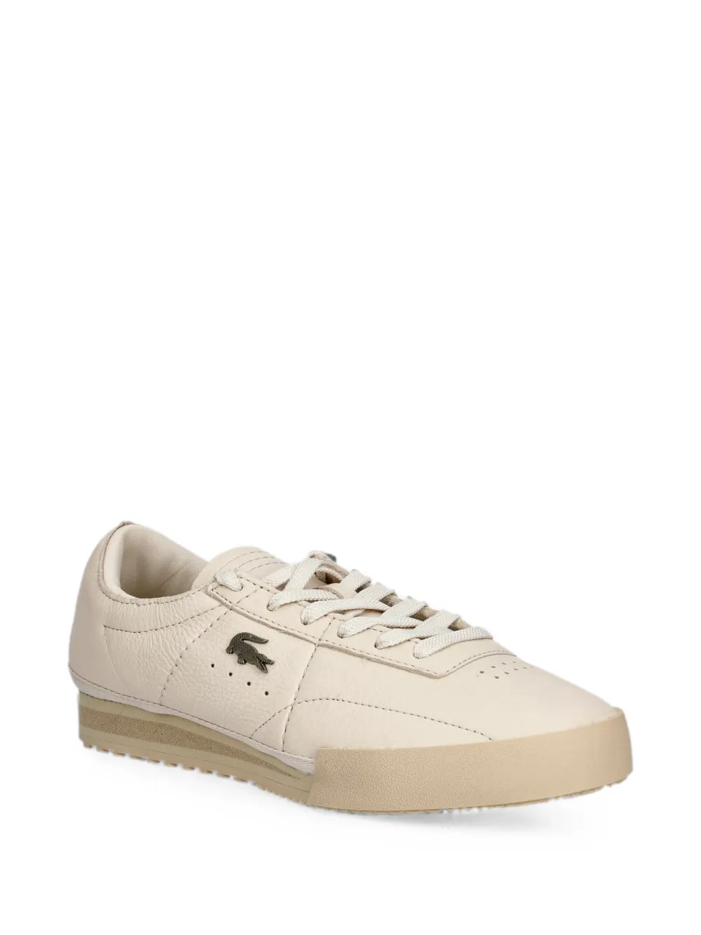 Lacoste Aura logo-plaque leather sneakers Beige