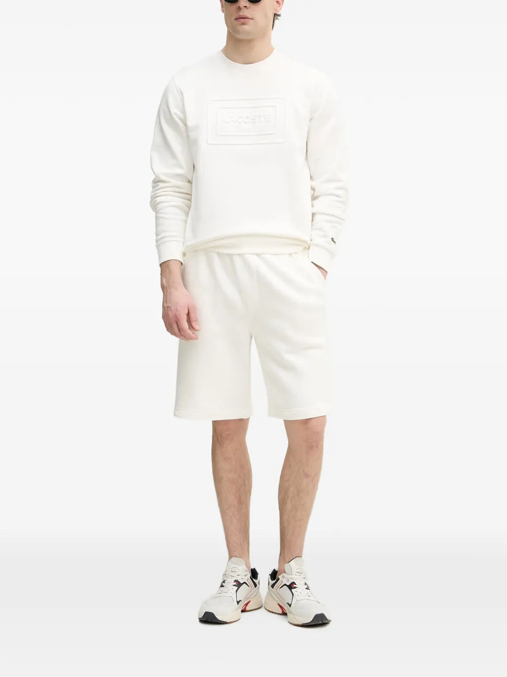 Lacoste Sweater met logo-reliëf Wit