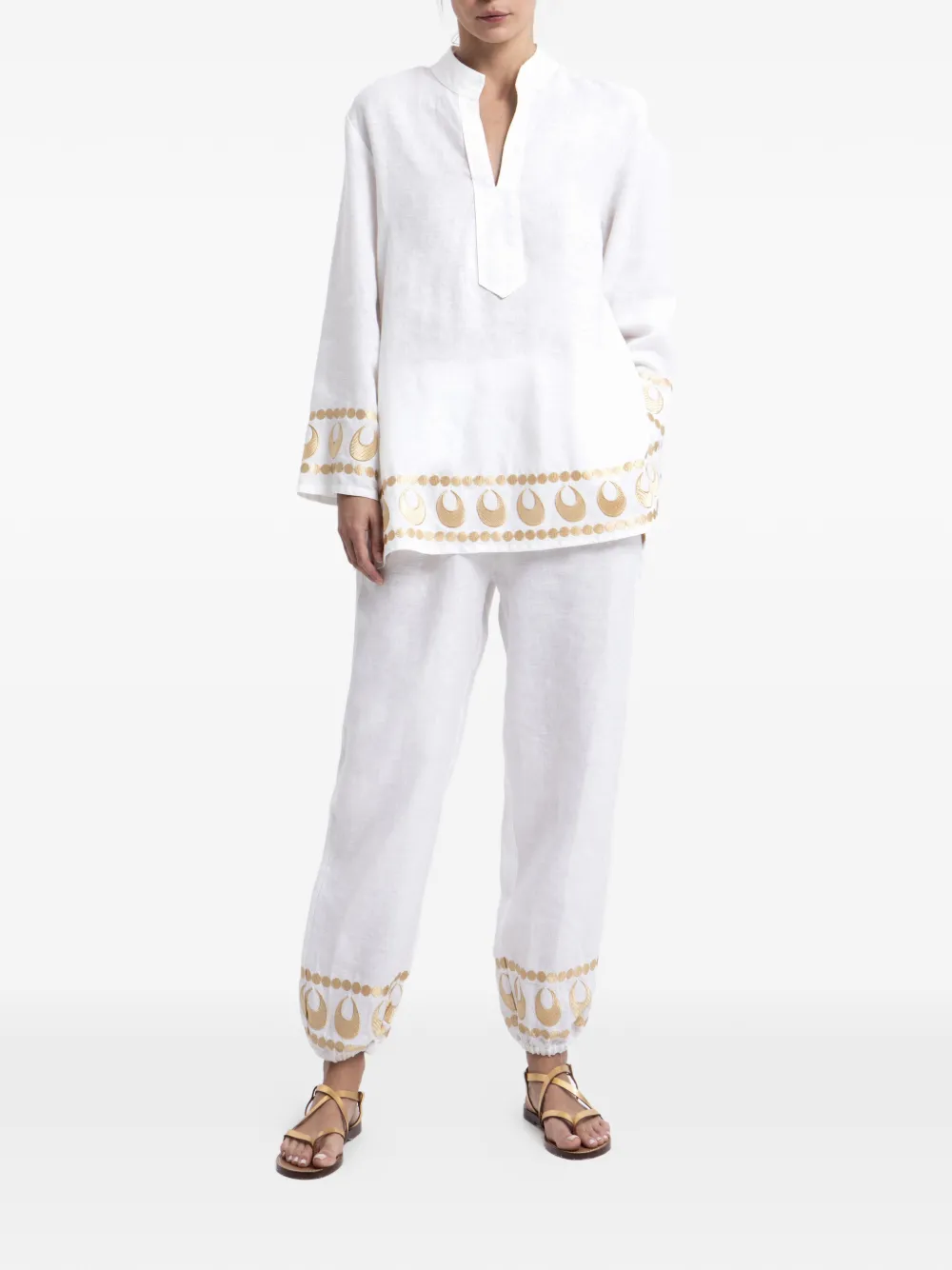 GREEK ARCHAIC KORI Selene embroidered tunic - Weiß