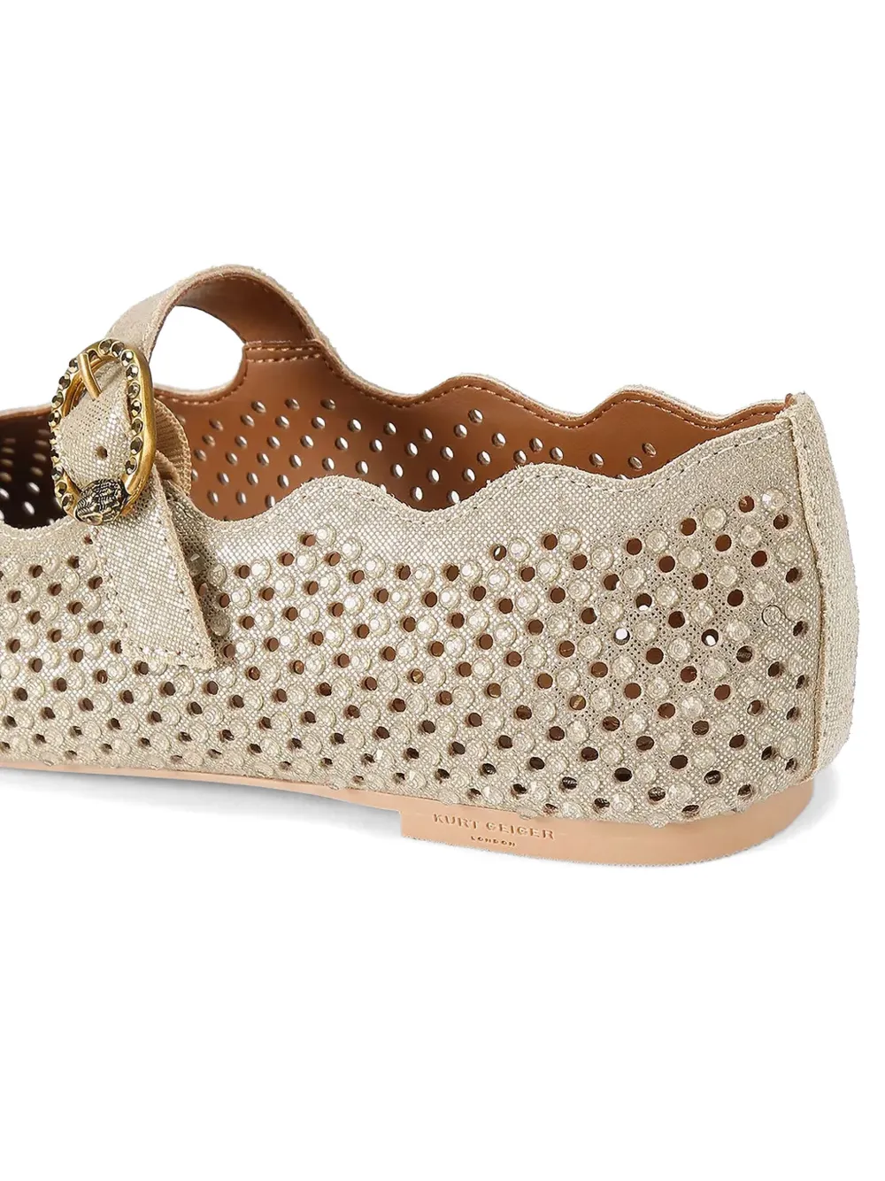 Kurt Geiger London Wavy Mayfair crystal-embellished ballet flats Goud