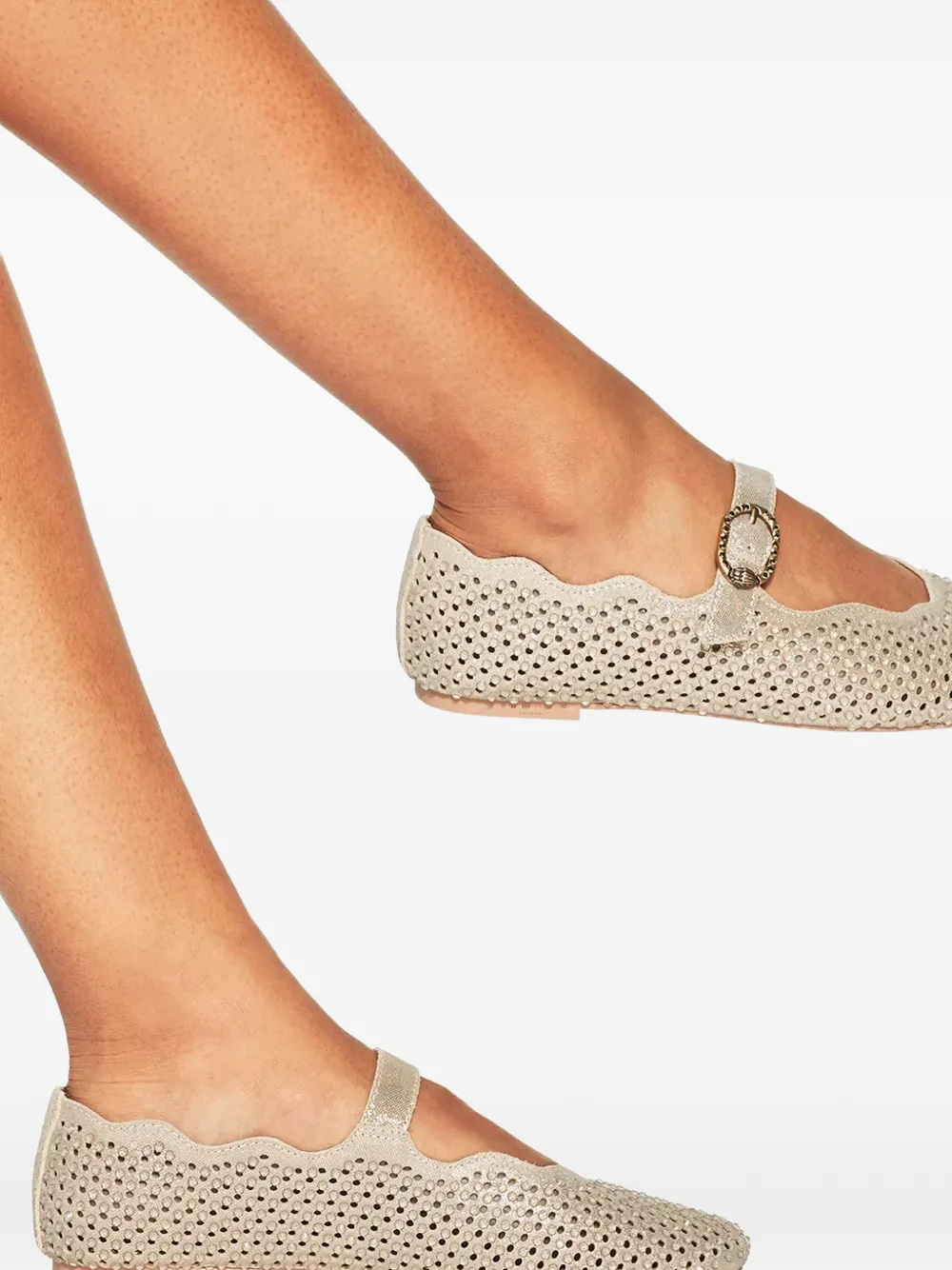 Kurt Geiger London Wavy Mayfair crystal-embellished ballet flats Goud