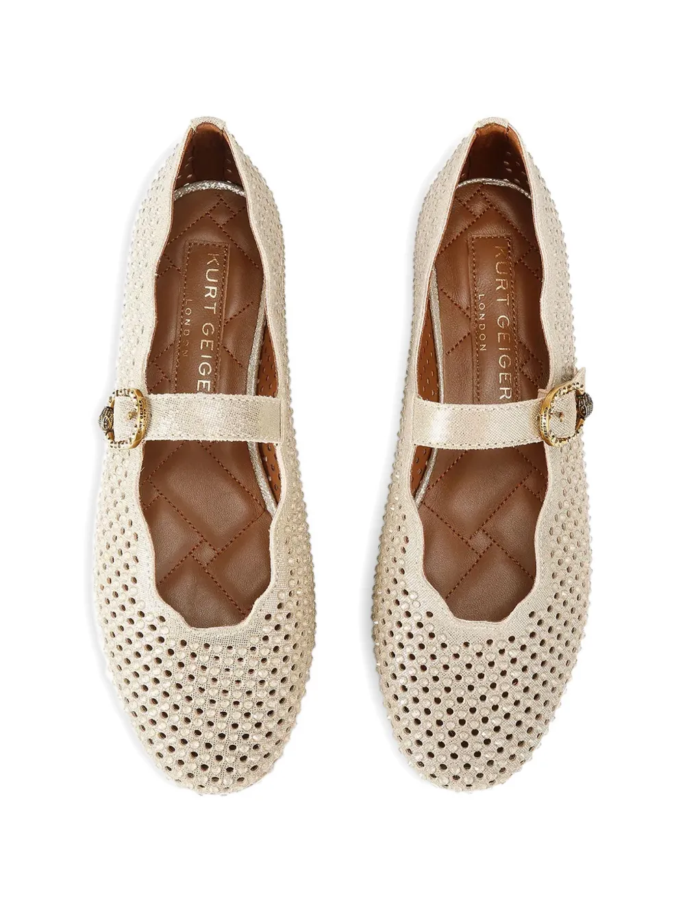 Kurt Geiger London Wavy Mayfair crystal-embellished ballet flats Goud