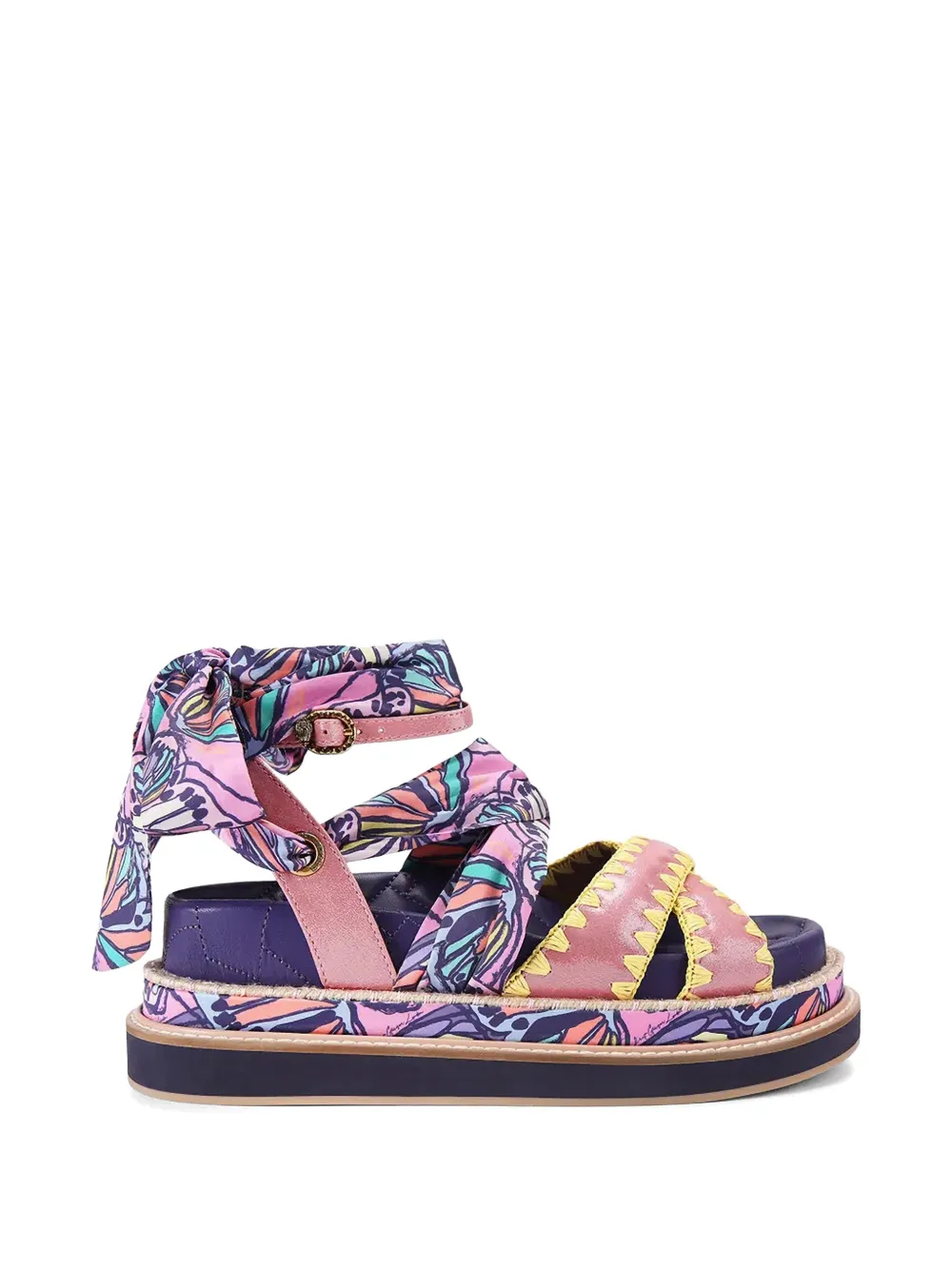 Kurt Geiger London Orson butterfly-print wrap-around sandals Roze