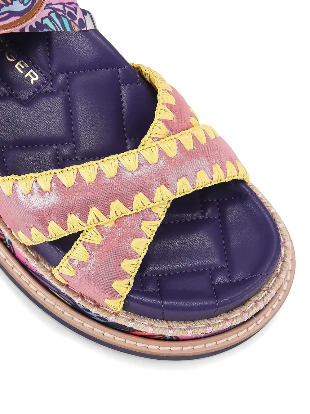 Kurt Geiger London Orson butterfly-print wrap-around sandals Roze