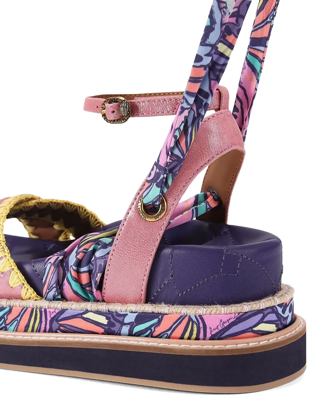 Kurt Geiger London Orson butterfly-print wrap-around sandals Roze