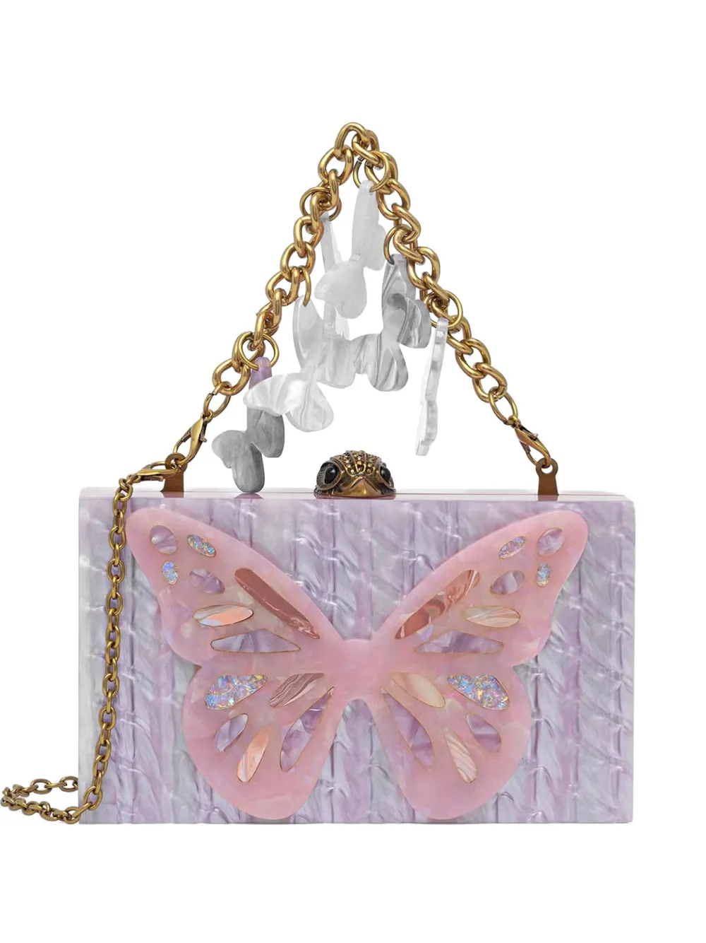 Kurt Geiger London butterfly-embellished eagle-head clutch bag - Viola
