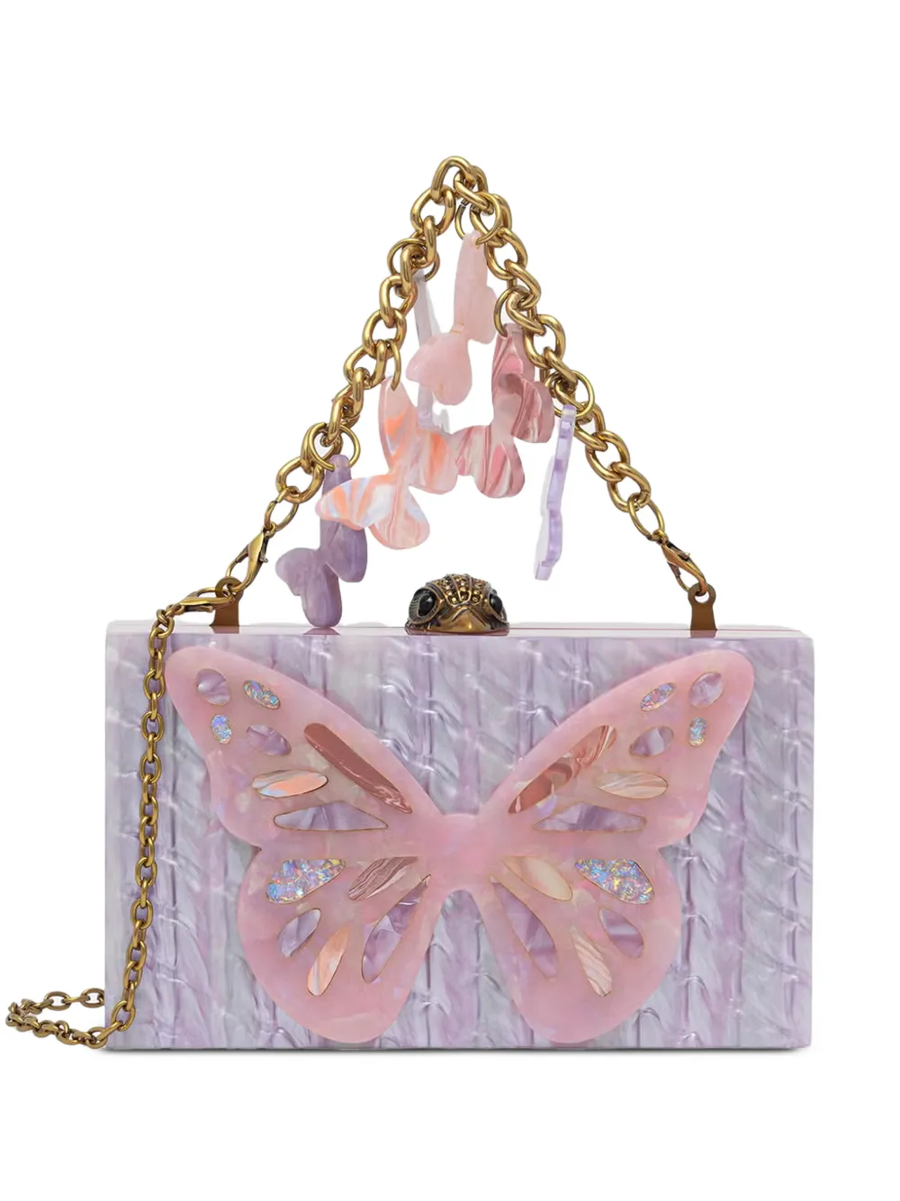 Kurt Geiger London butterfly-embellished eagle-head clutch bag - Viola