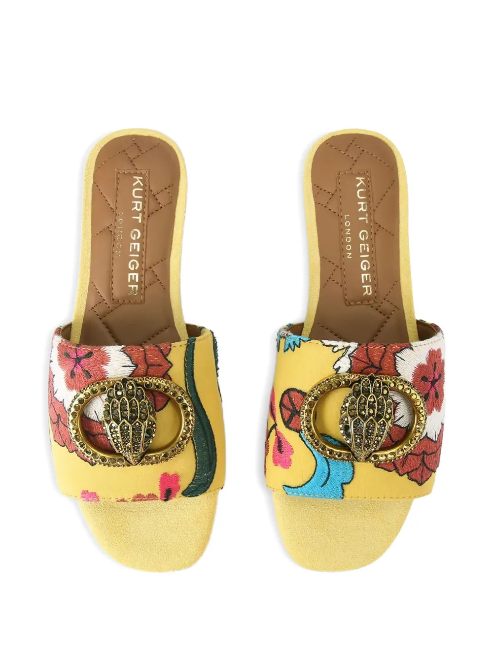 Kurt Geiger London Chelsea floral-embroidered sandals Geel