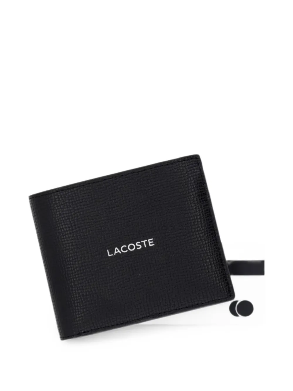 Lacoste Medium Ossian leren portemonnee met logo-print en textuur Zwart