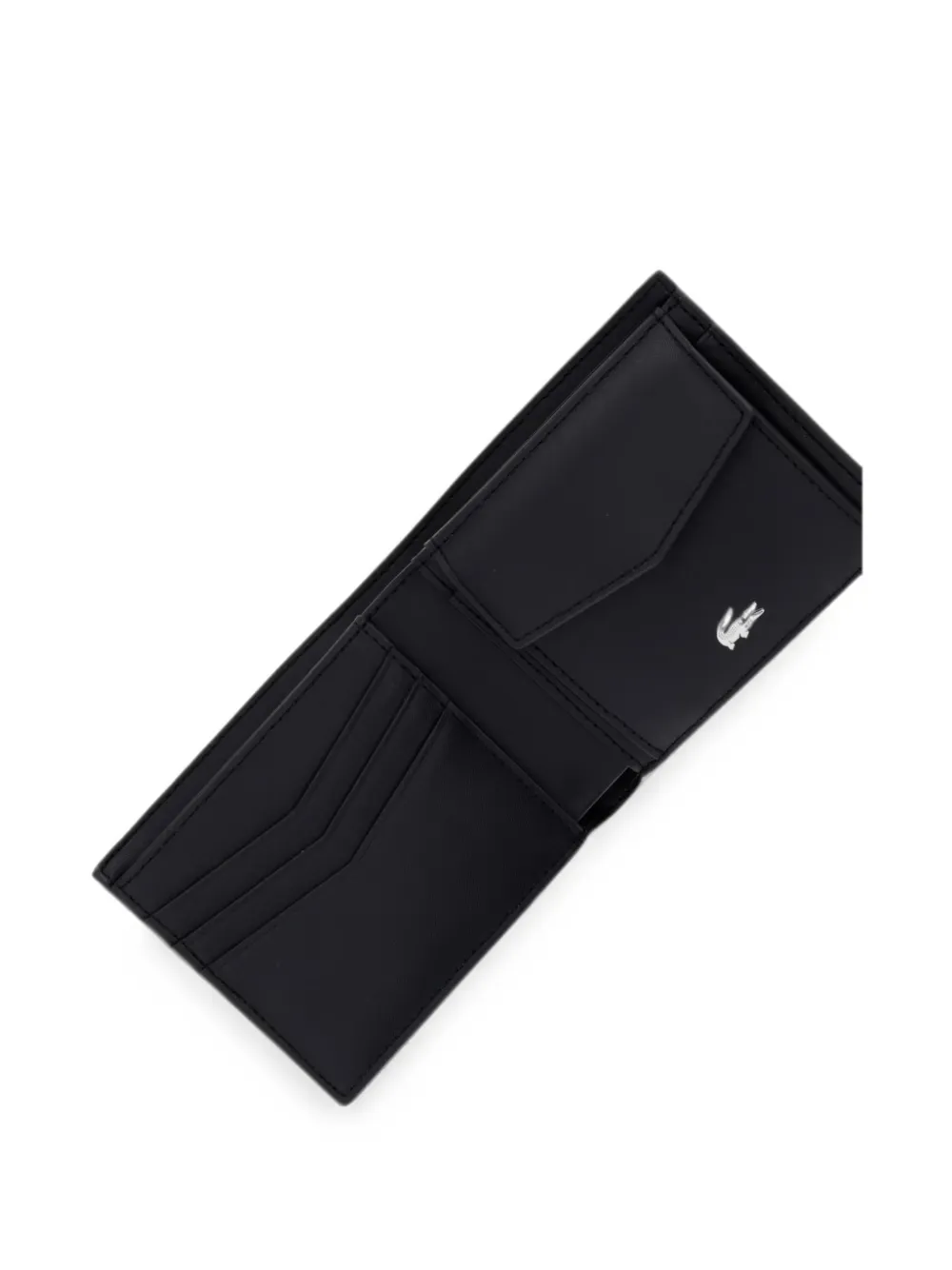 Lacoste Medium Ossian leren portemonnee met logo-print en textuur Zwart